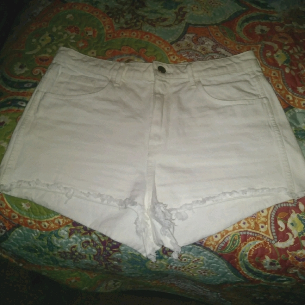 High Waisted Denim White Short